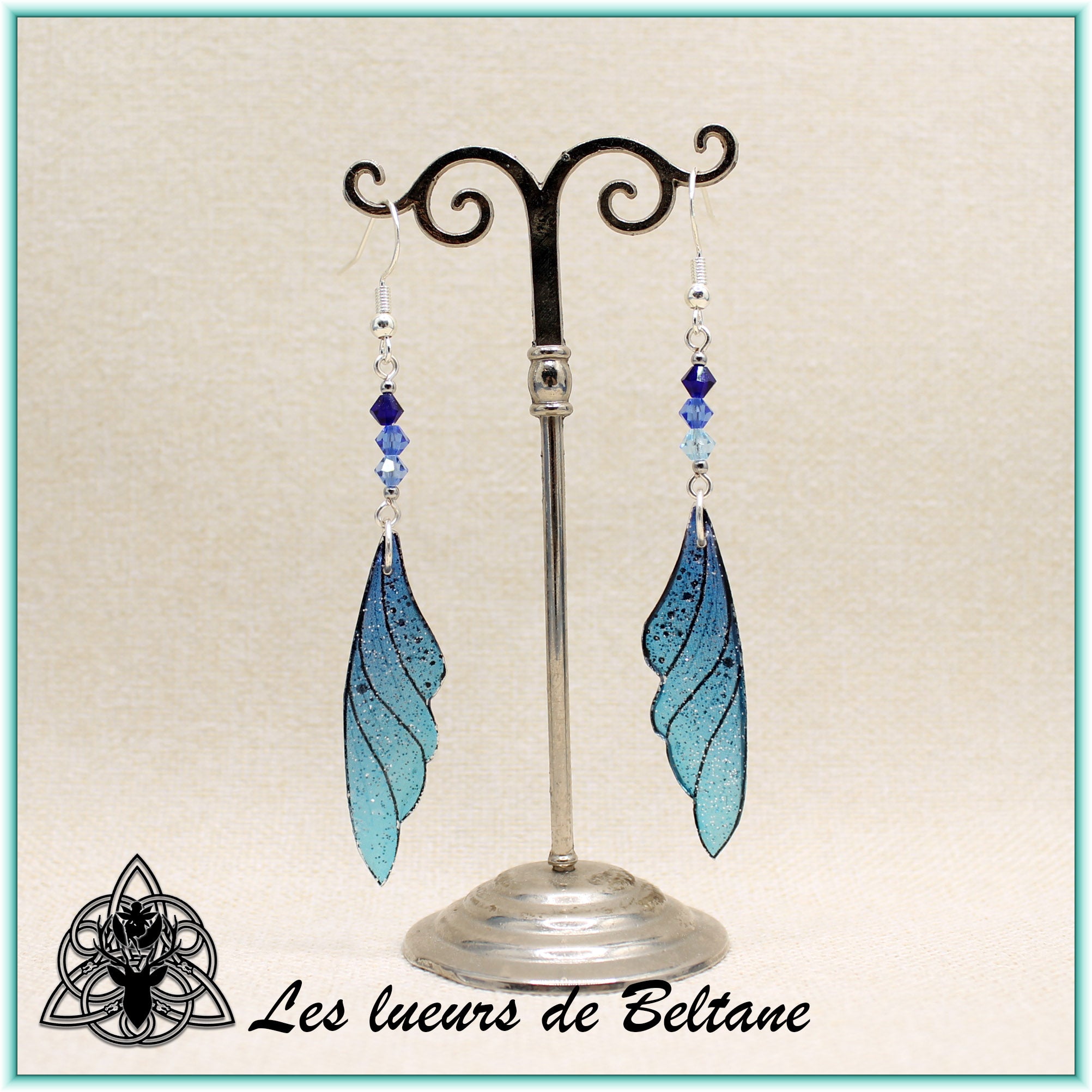 Boucles d'oreilles ailes de fée Eilidh - Version pailletée