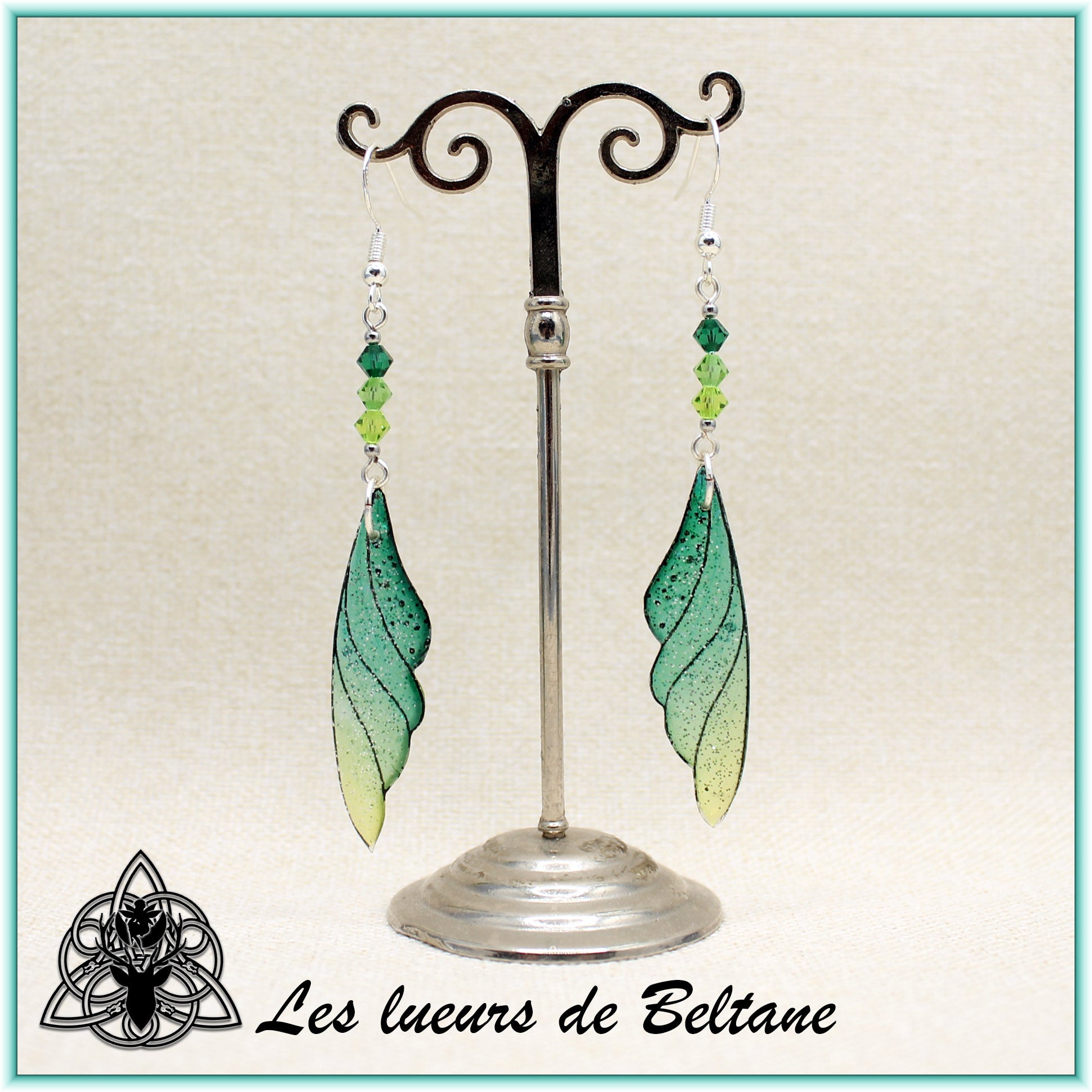 Boucles d'oreilles ailes de fée Eilidh - Version pailletée