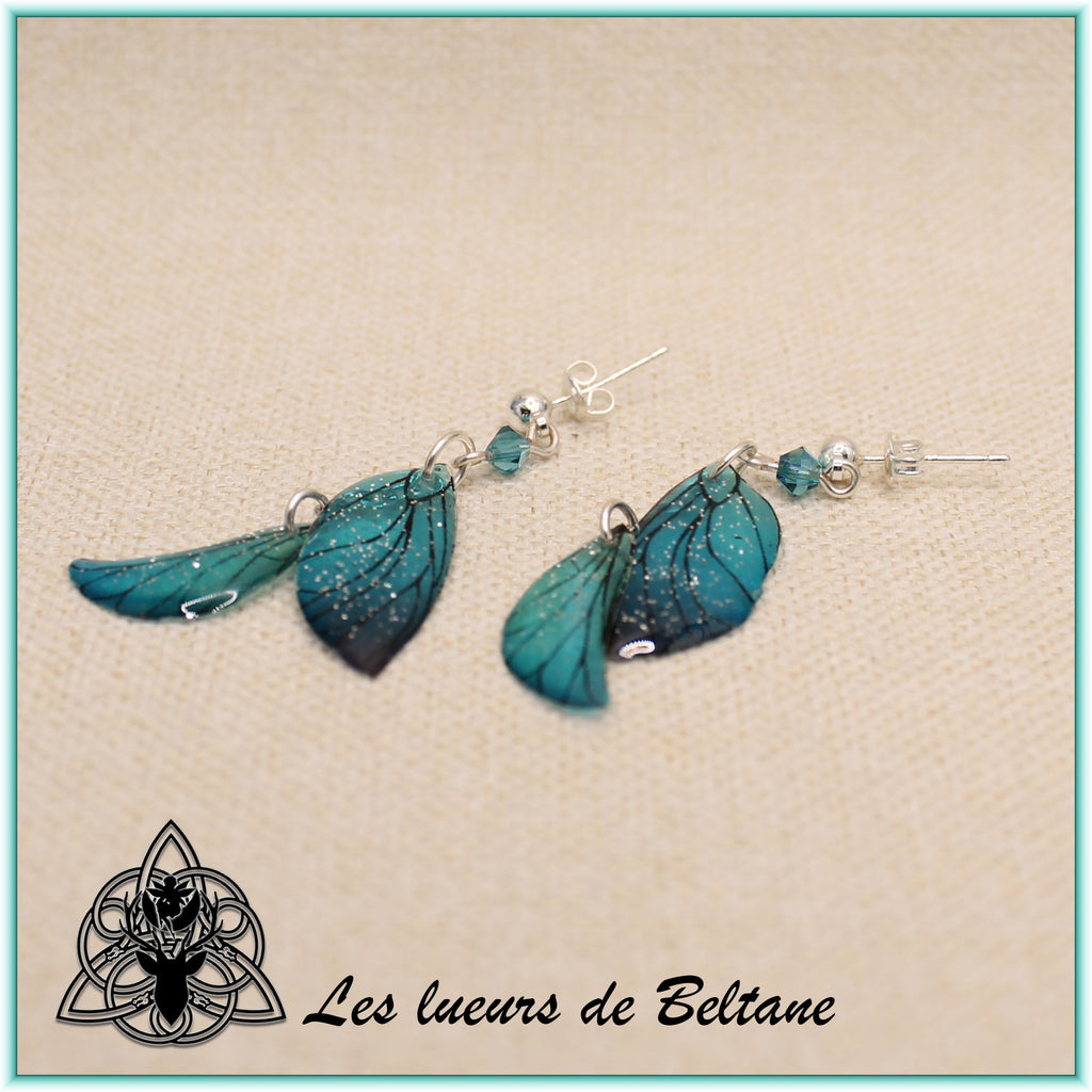 Boucles d'oreilles ailes de fée Aileen (version pailletée)