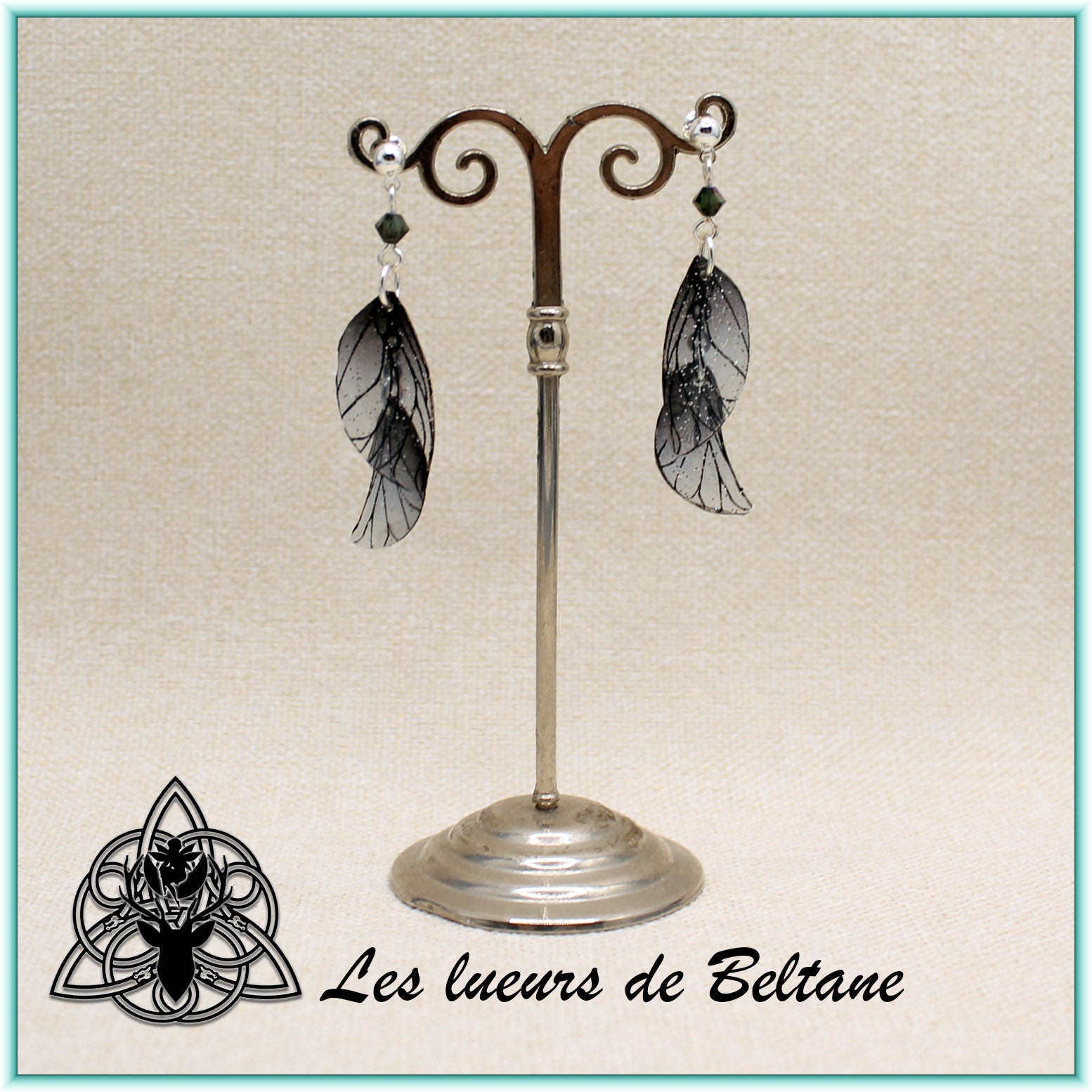 Boucles d'oreilles ailes de fée Aileen (version pailletée)