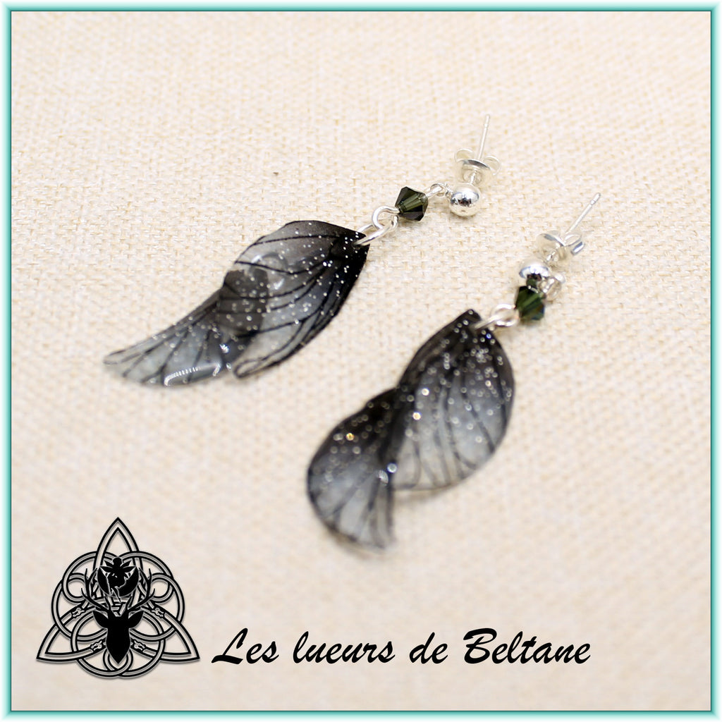 Boucles d'oreilles ailes de fée Aileen (version pailletée)