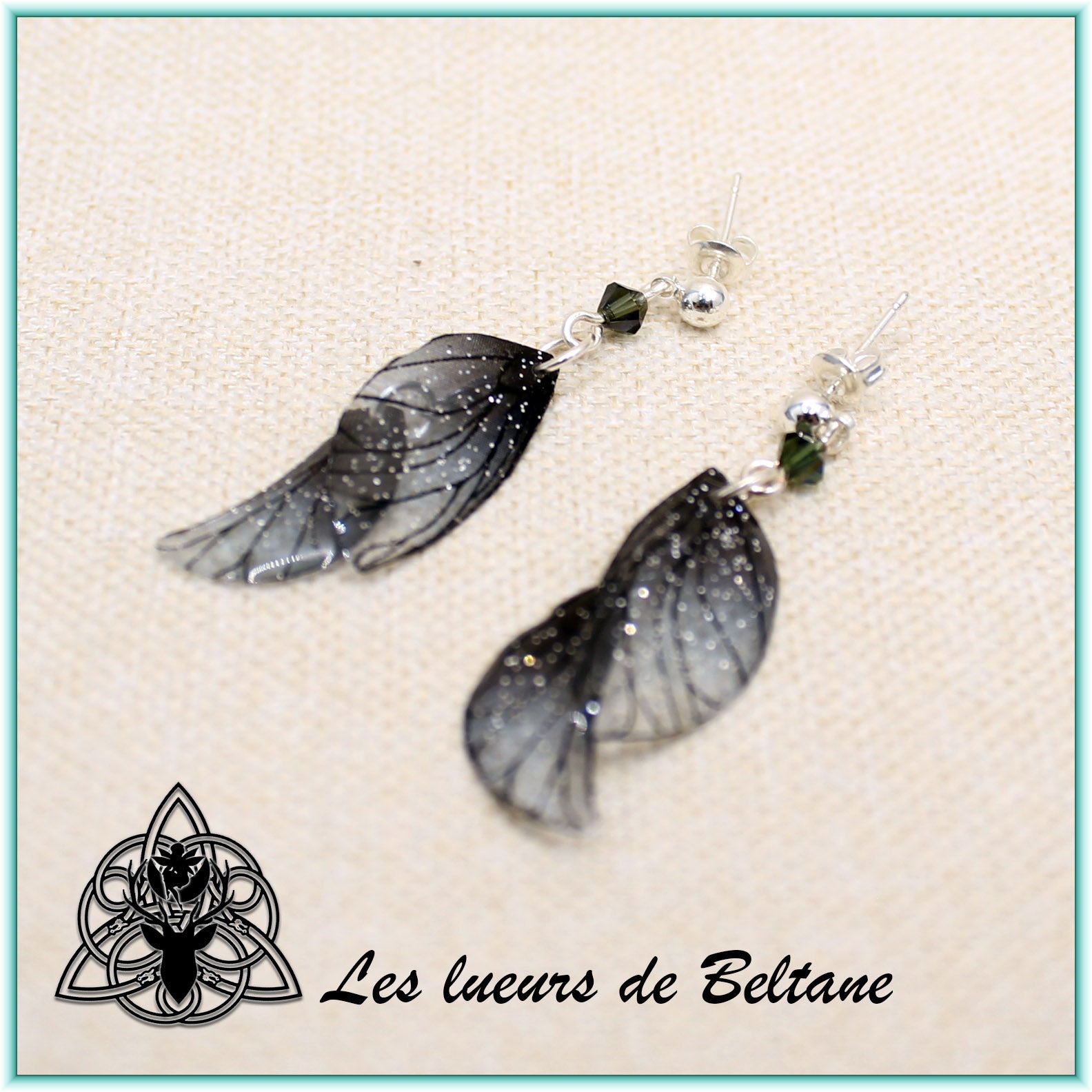 Boucles d'oreilles ailes de fée Aileen (version pailletée)