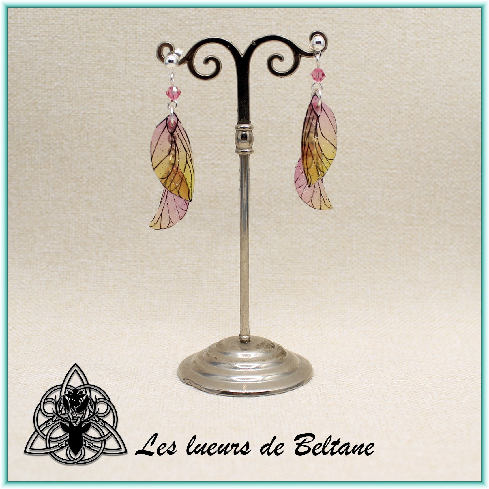 Boucles d'oreilles ailes de fée Aileen (version pailletée)