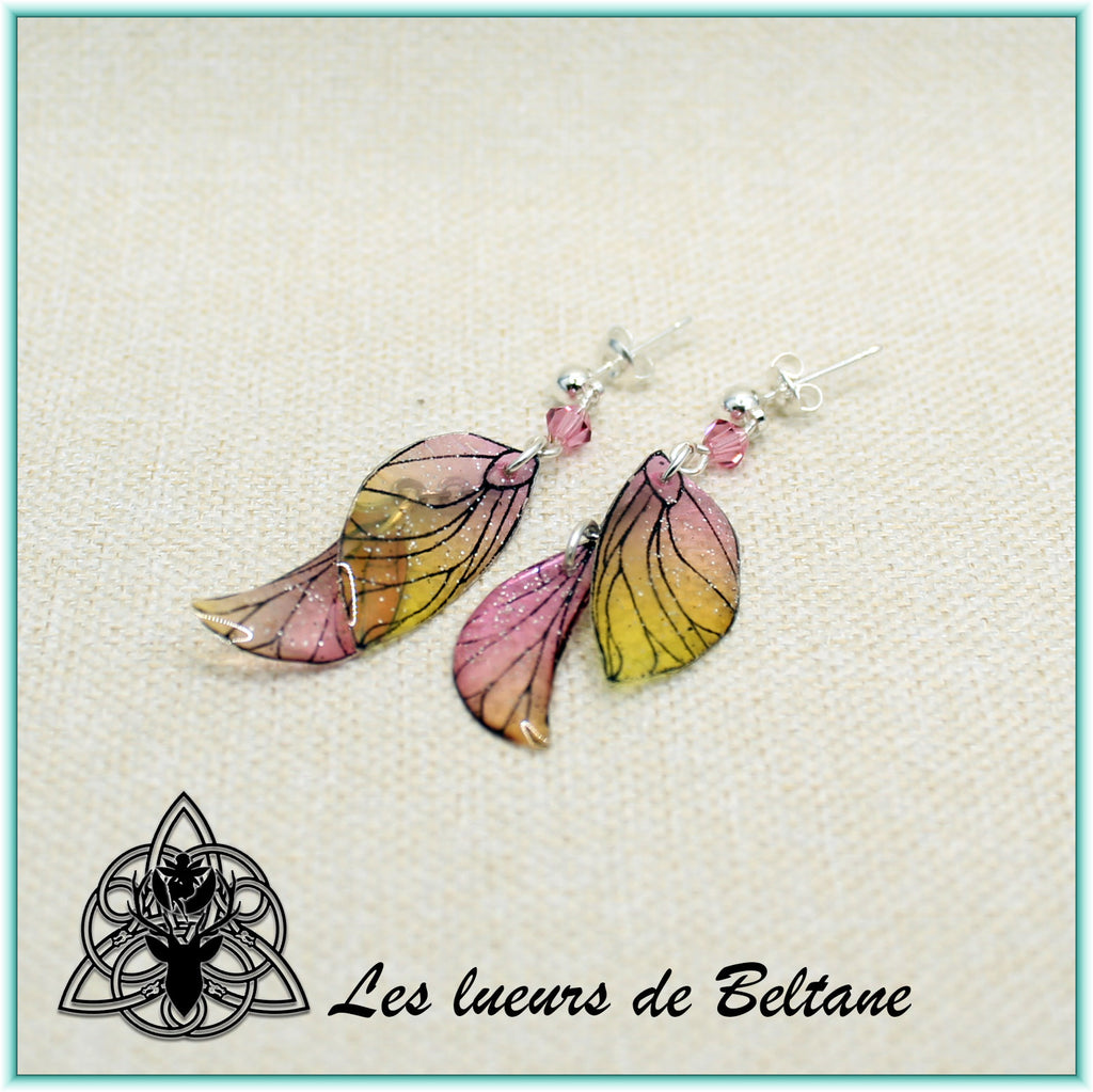 Boucles d'oreilles ailes de fée Aileen (version pailletée)