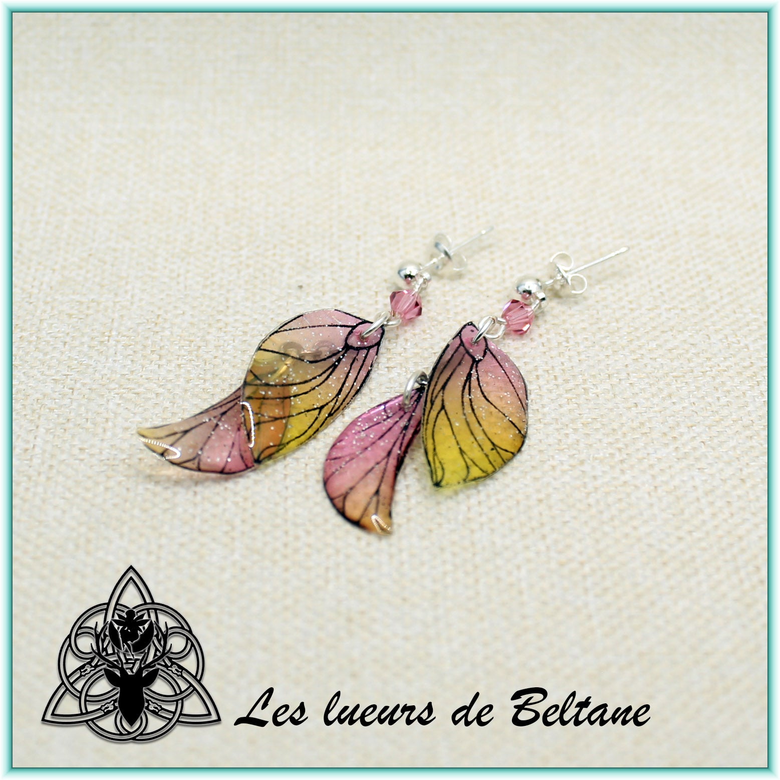 Boucles d'oreilles ailes de fée Aileen (version pailletée)