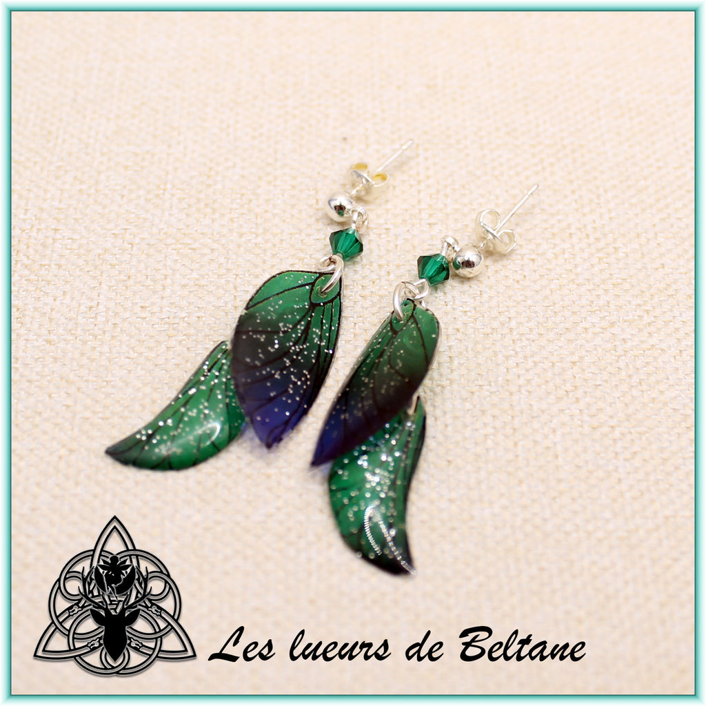 Boucles d'oreilles ailes de fée Aileen (version pailletée)