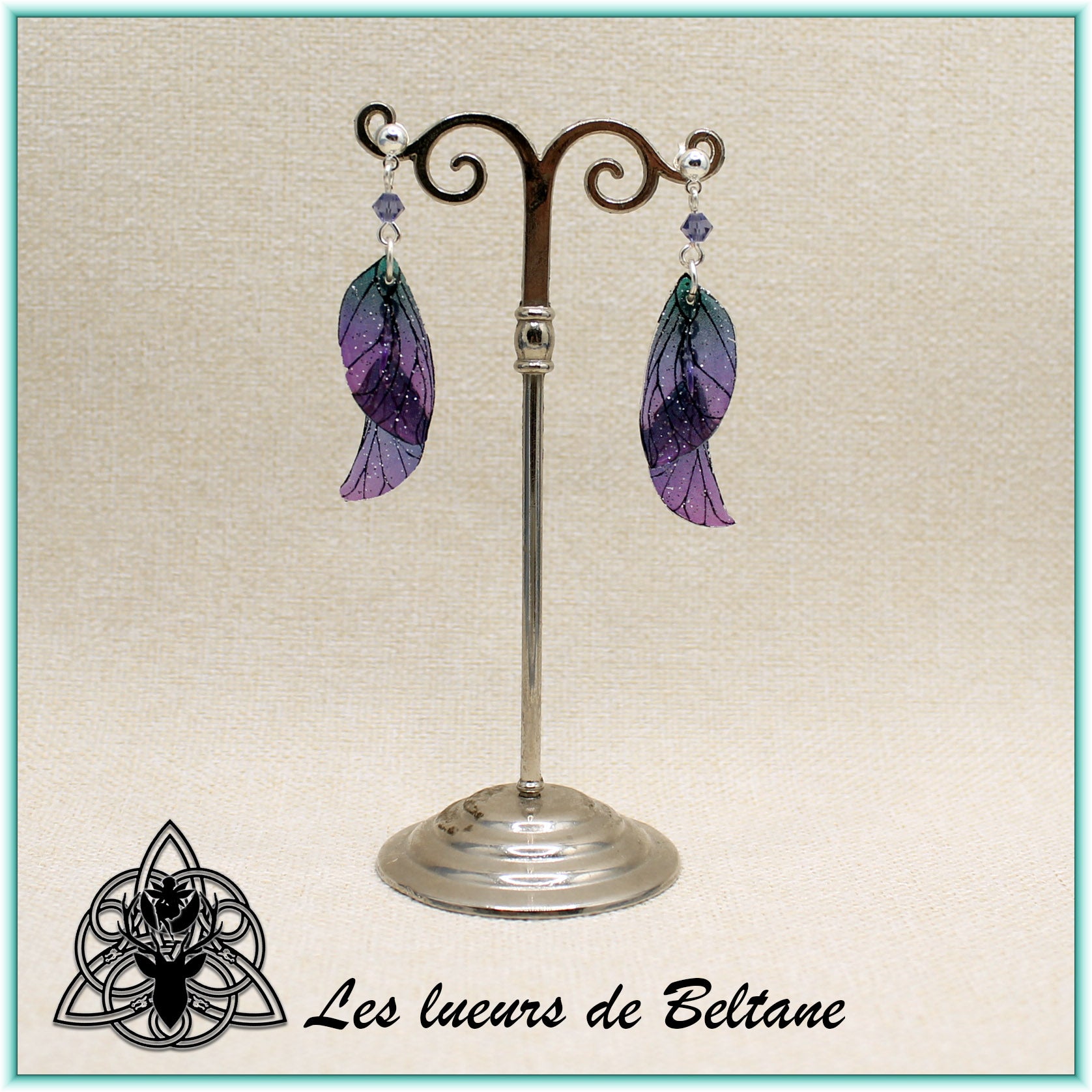 Boucles d'oreilles ailes de fée Aileen (version pailletée)