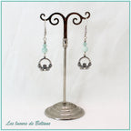 Boucles d'oreilles Claddagh argenté et perle d'amazonite, faites main