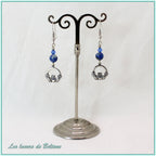Boucles d'oreilles Claddagh argenté et perle de sodalite, faites main