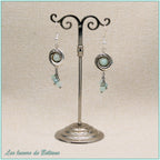 Boucles d'oreilles griffes de dragon en yin et yang et perle d'amazonite, faites main