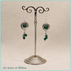 Boucles d'oreilles griffes de dragon en yin et yang et perle de malachite, faites main