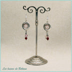 Boucles d'oreilles griffes de dragon en yin et yang, quartz rose et agate fuchsia, faites main