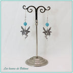 Boucles d'oreilles fée en laiton argenté et perle de calcédoine, faites main