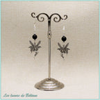 Boucles d'oreilles fée en laiton argenté et perle d'onyx, faites main