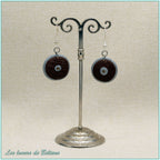 Boucles d'oreilles bouclier médiéval marron en pâte polymère, faites main