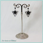 Boucles d'oreilles Bláthnat fleur colorée, coloris noir