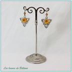 Boucles d'oreilles Bláthnat fleur colorée, coloris orange
