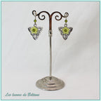 Boucles d'oreilles Bláthnat fleur colorée, coloris vert