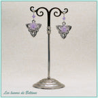 Boucles d'oreilles Bláthnat fleur colorée, coloris violet clair