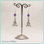 Boucles d'oreilles Brigid, pierre d'améthyste