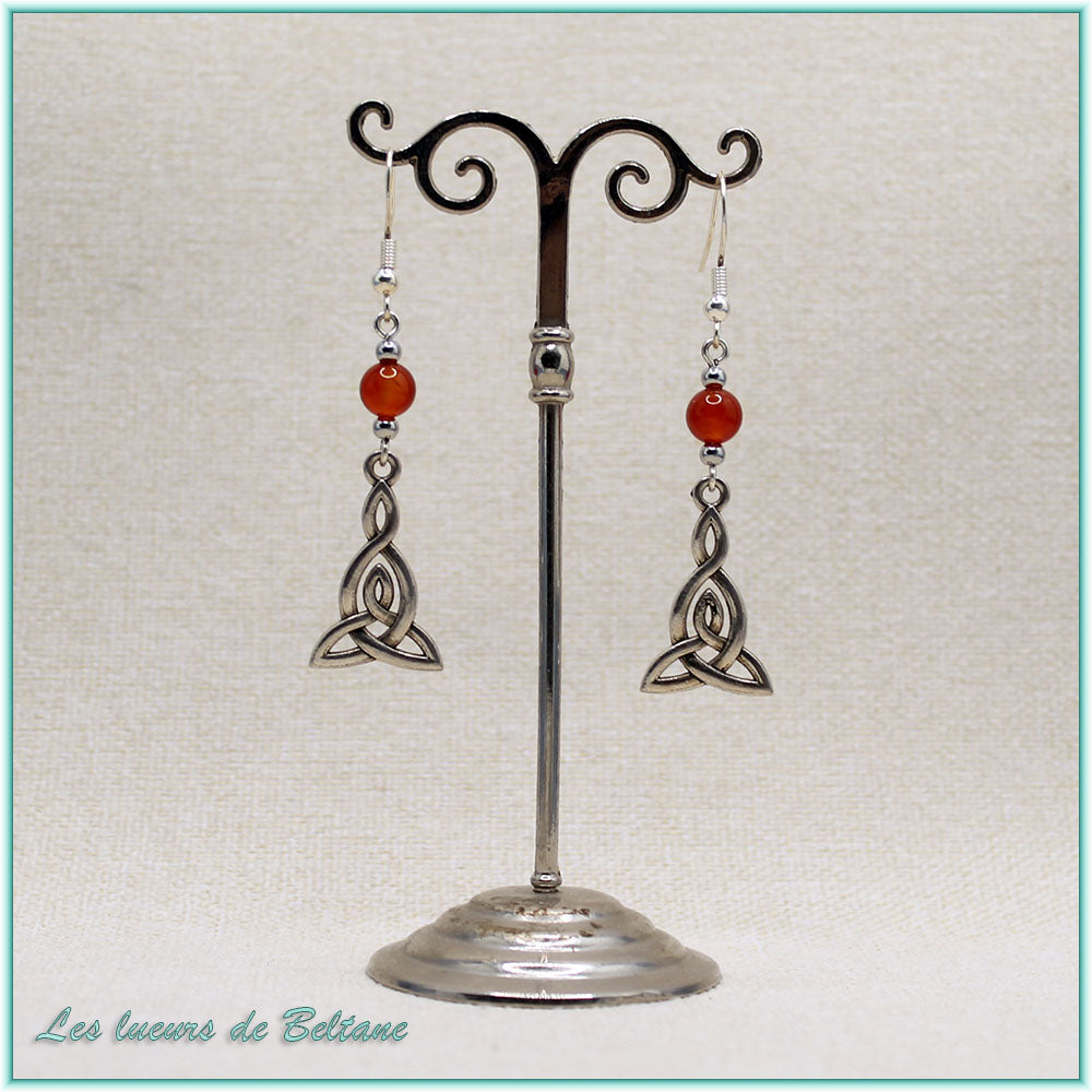 Boucles d'oreilles Brigid, pierre de cornaline