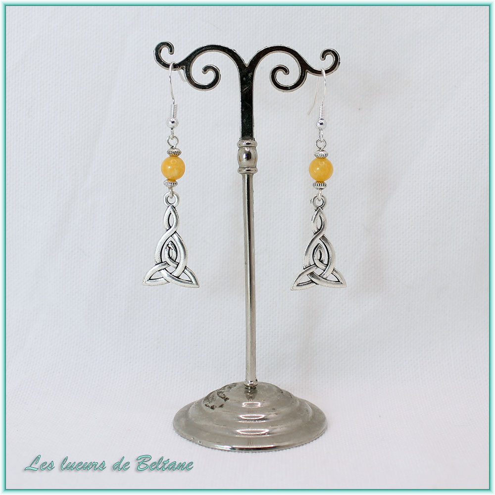 Boucles d'oreilles Brigid, pierre de jade jaune