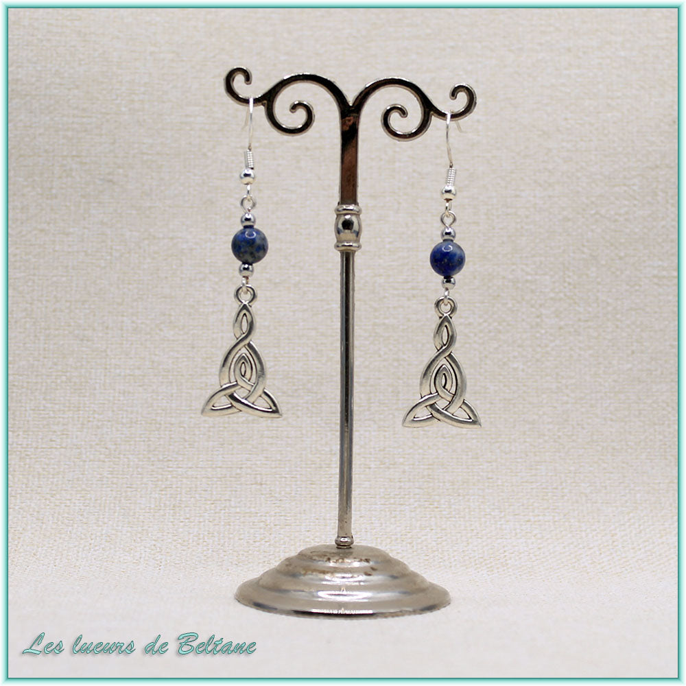 Boucles d'oreilles Brigid, pierre de lapis-lazuli