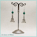 Boucles d'oreilles Brigid, pierre de malachite