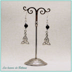 Boucles d'oreilles Brigid, pierre d'onyx