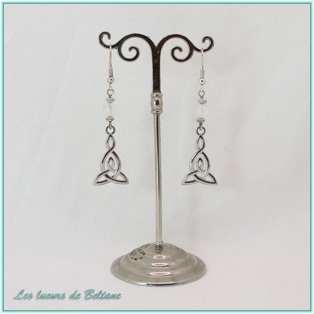 Boucles d'oreilles Brigid, pierre de lune (synthétique)