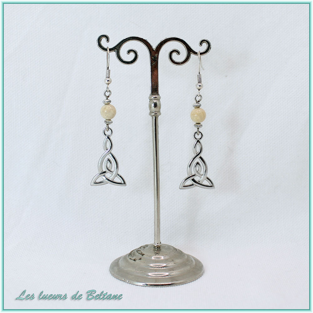 Boucles d'oreilles Brigid, pierre de rivière