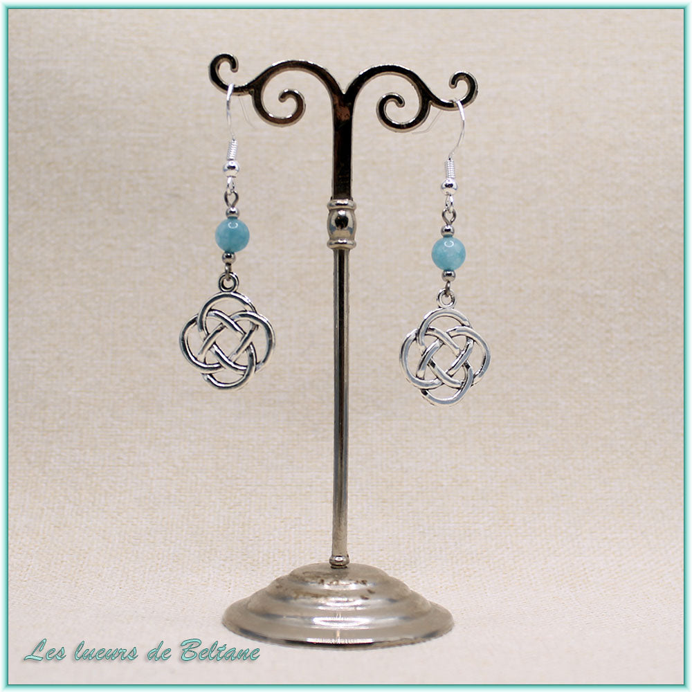 Boucles d'oreilles Ceinwen, pierre de calcédoine