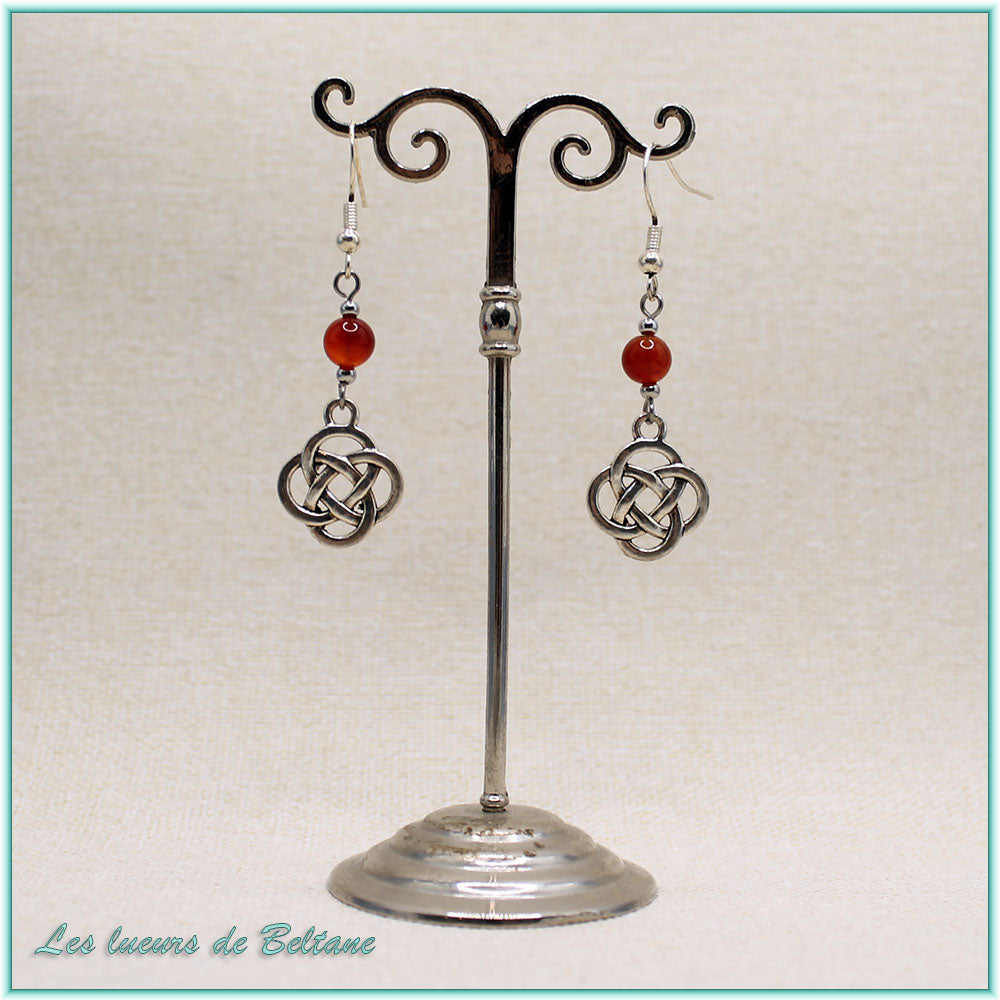 Boucles d'oreilles Ceinwen, pierre de cornaline