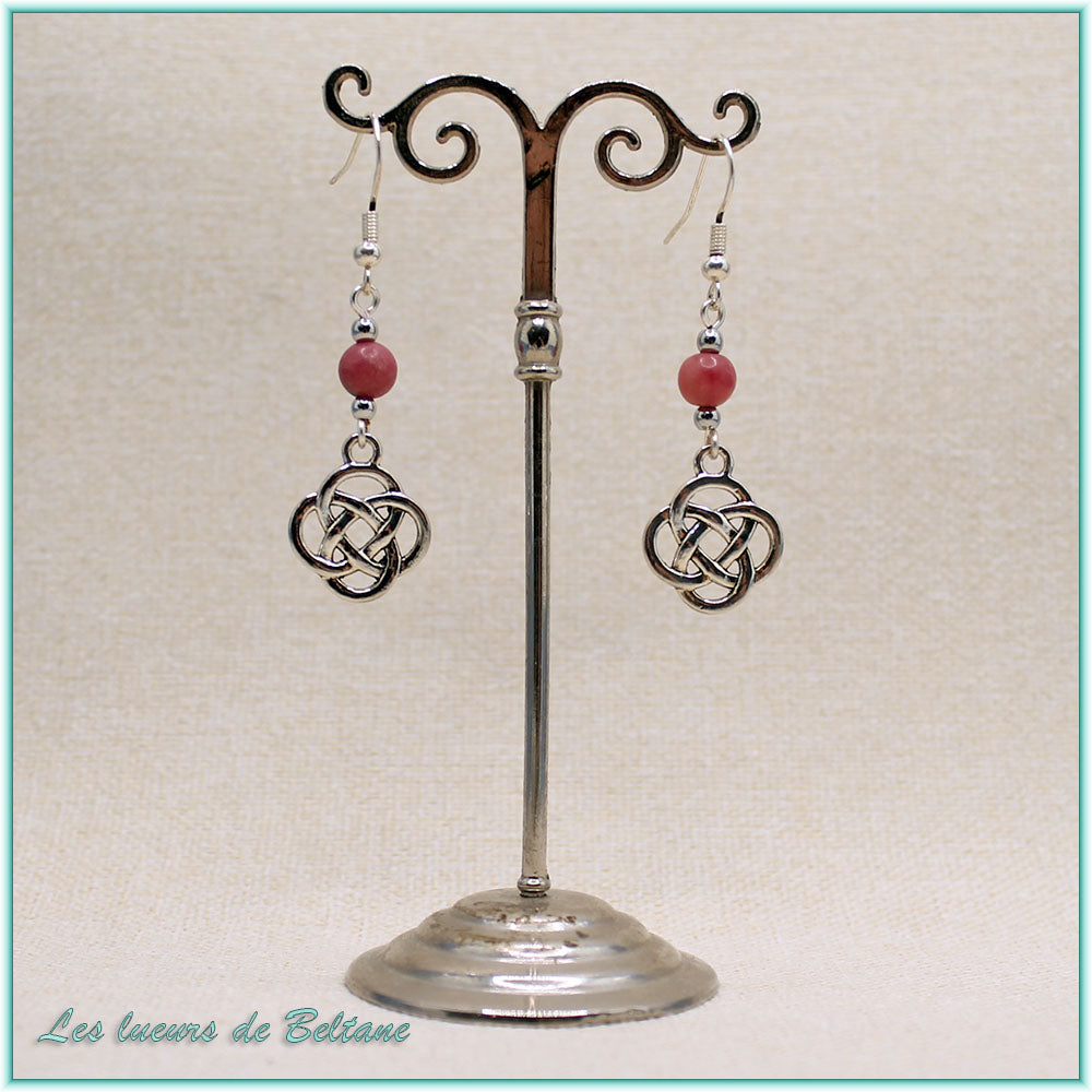 Boucles d'oreilles Ceinwen, pierre de rhodonite