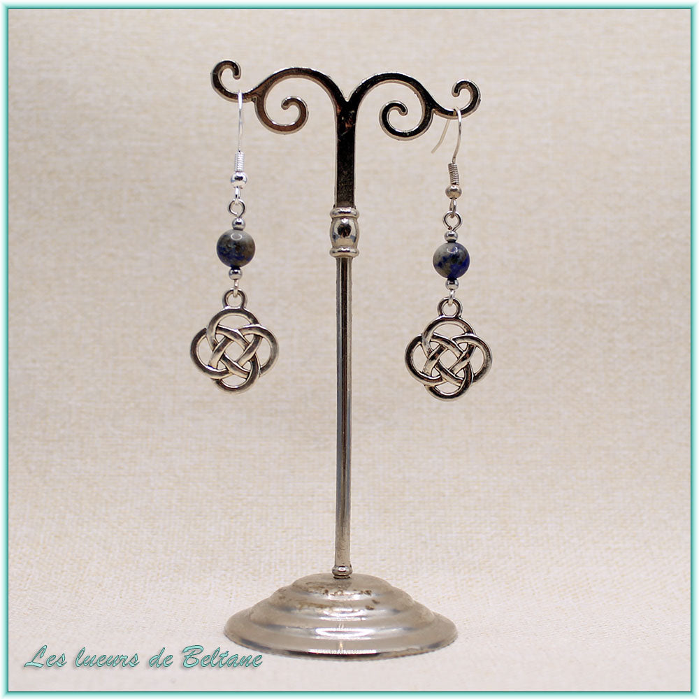 Boucles d'oreilles Ceinwen, pierre de sodalite
