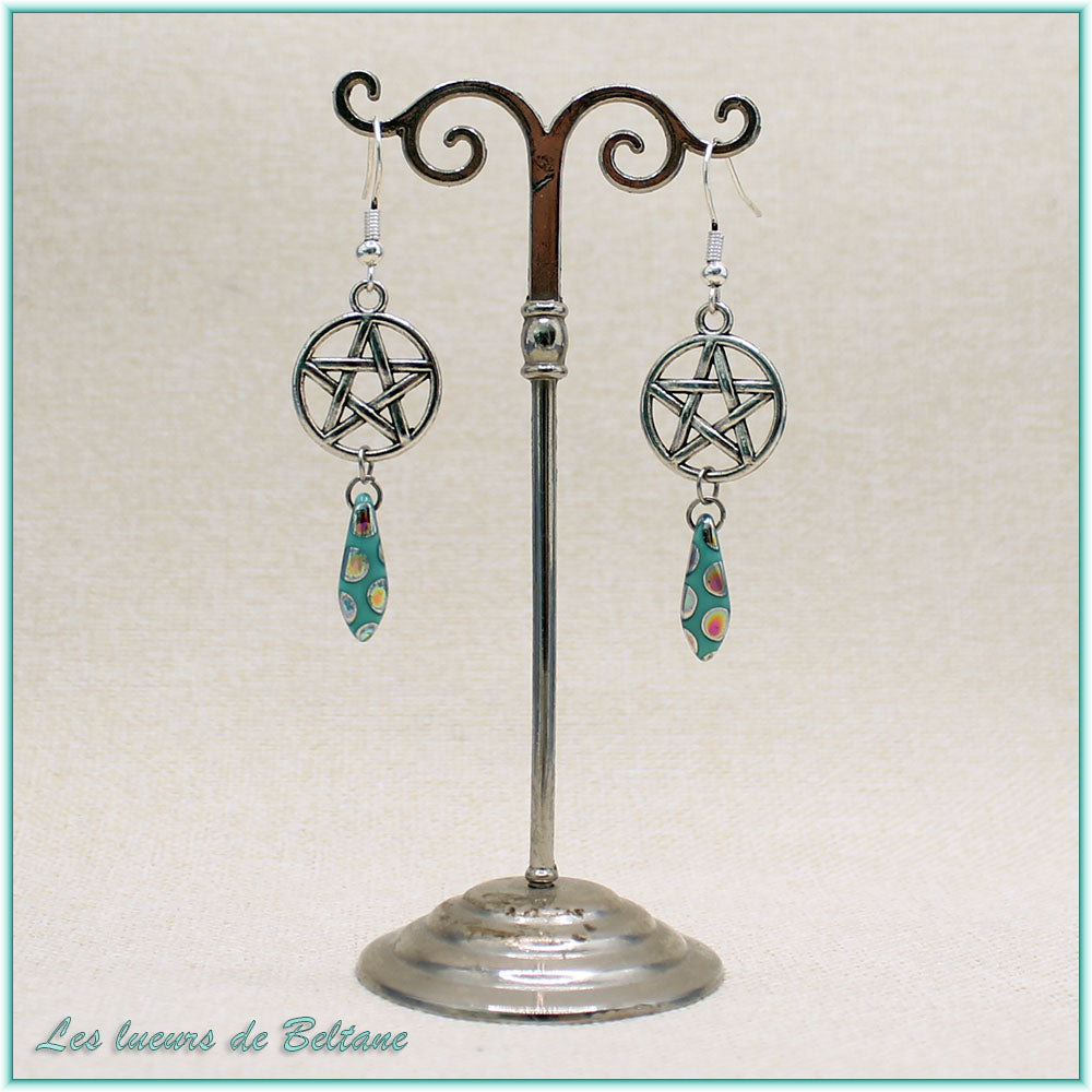 Boucles d'oreilles Hécate, coloris bleu ciel