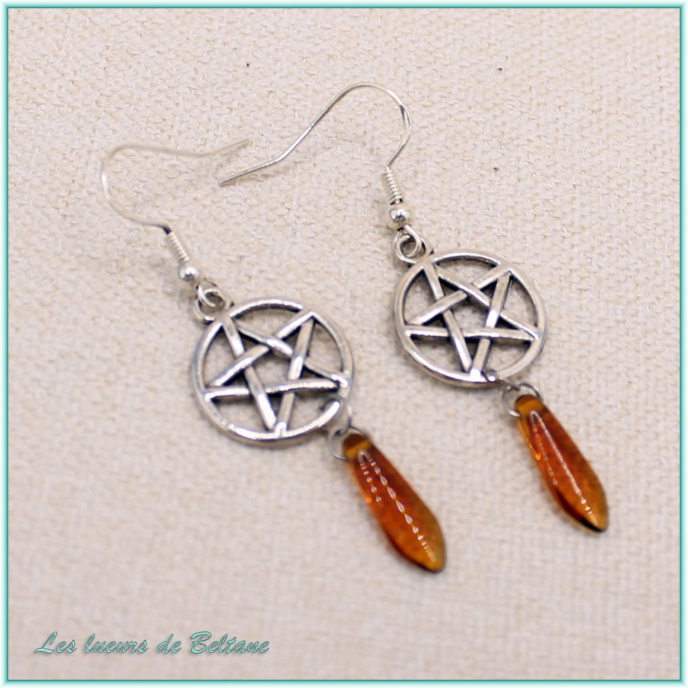 Boucles d'oreilles Hécate, coloris marron, autre vue