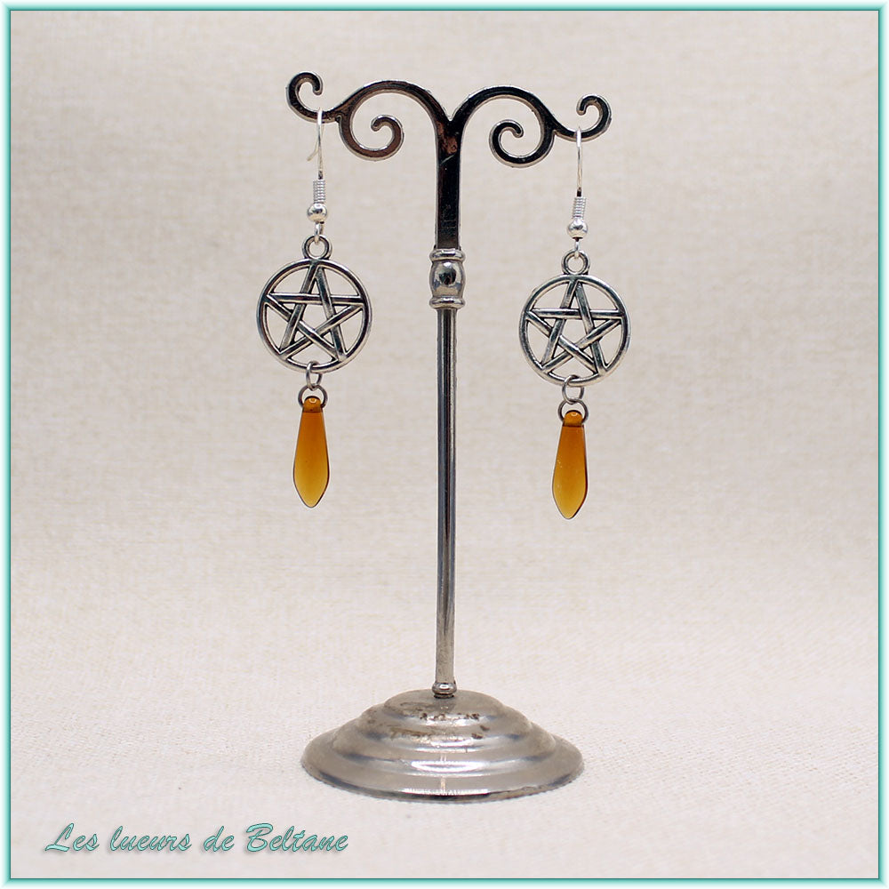 Boucles d'oreilles Hécate, coloris marron