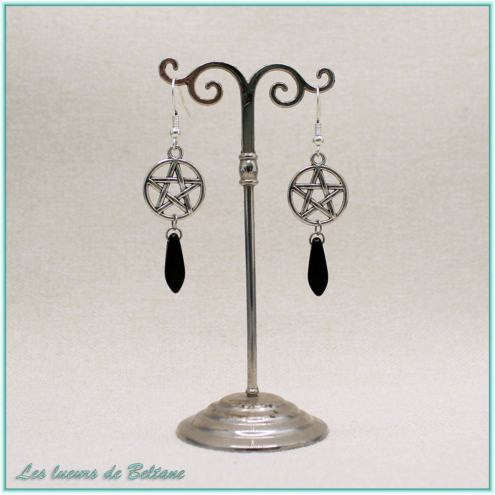 Boucles d'oreilles Hécate, coloris noir