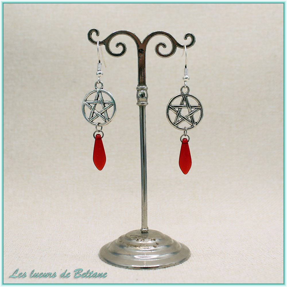 Boucles d'oreilles Hécate, coloris rouge