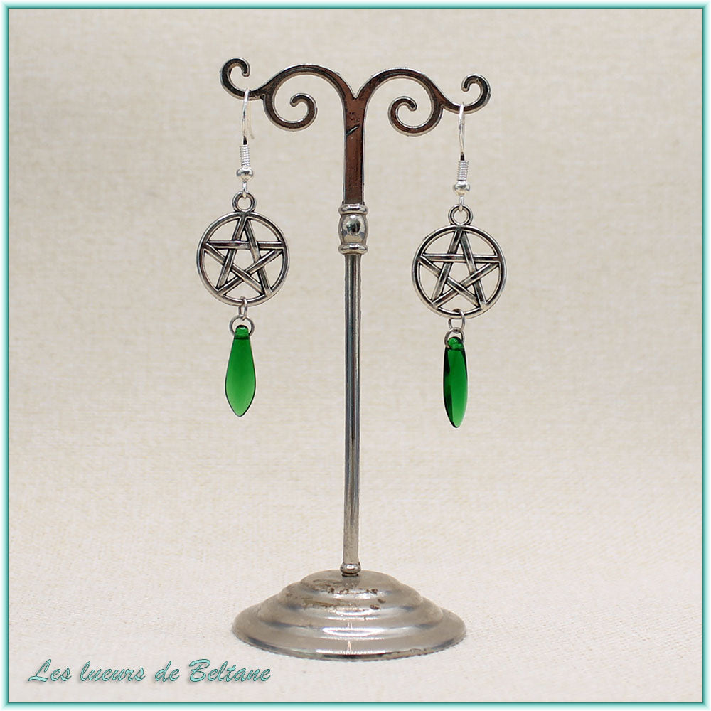 Boucles d'oreilles Hécate, coloris vert