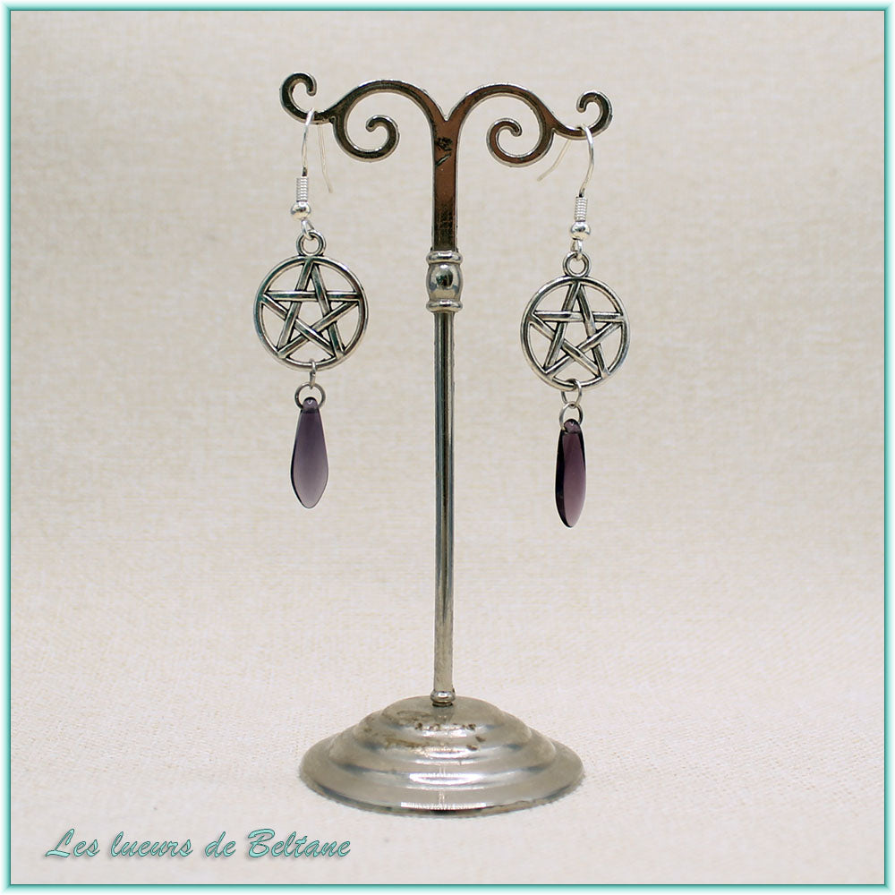 Boucles d'oreilles Hécate, coloris violet
