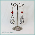 Boucles d'oreilles Seren, goutte celtique et pierre de cornaline