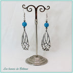 Boucles d'oreilles Seren, goutte celtique et howlite bleue teintée