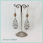 Boucles d'oreilles Seren, goutte celtique et pierre de jaspe