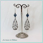 Boucles d'oreilles Seren, goutte celtique et pierre de sodalite