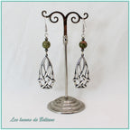 Boucles d'oreilles Seren, goutte celtique et pierre d'unakite