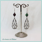 Boucles d'oreilles Seren, goutte celtique et pierre de zoïsite