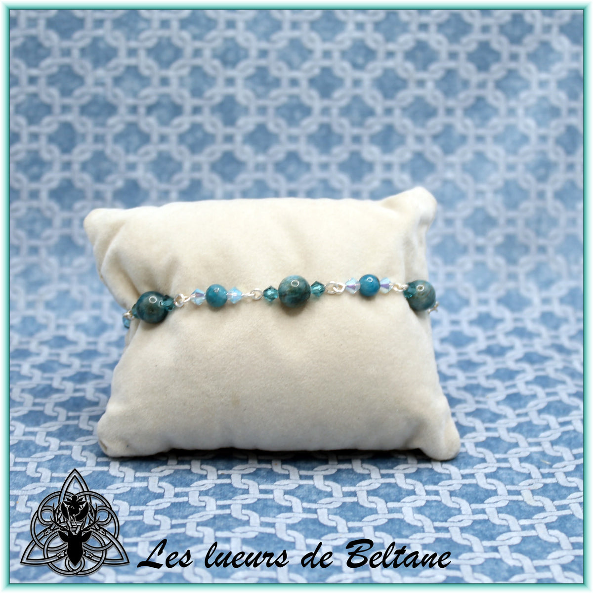 Bracelet pierre et cristal, apatite, autre vue