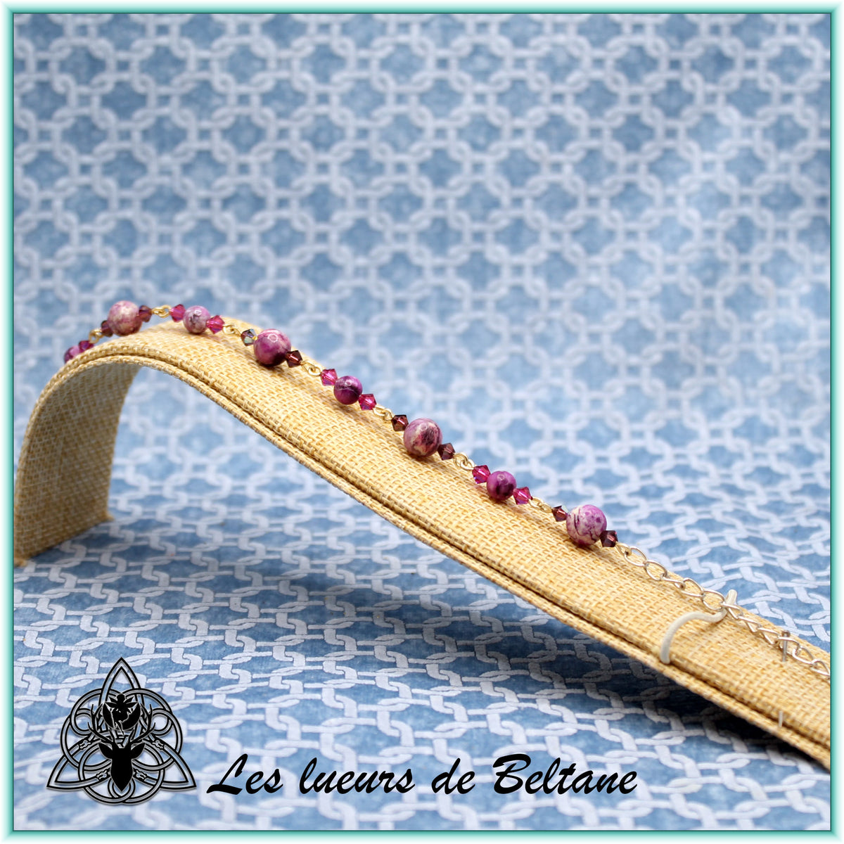 Bracelet pierre et cristal, charoïte